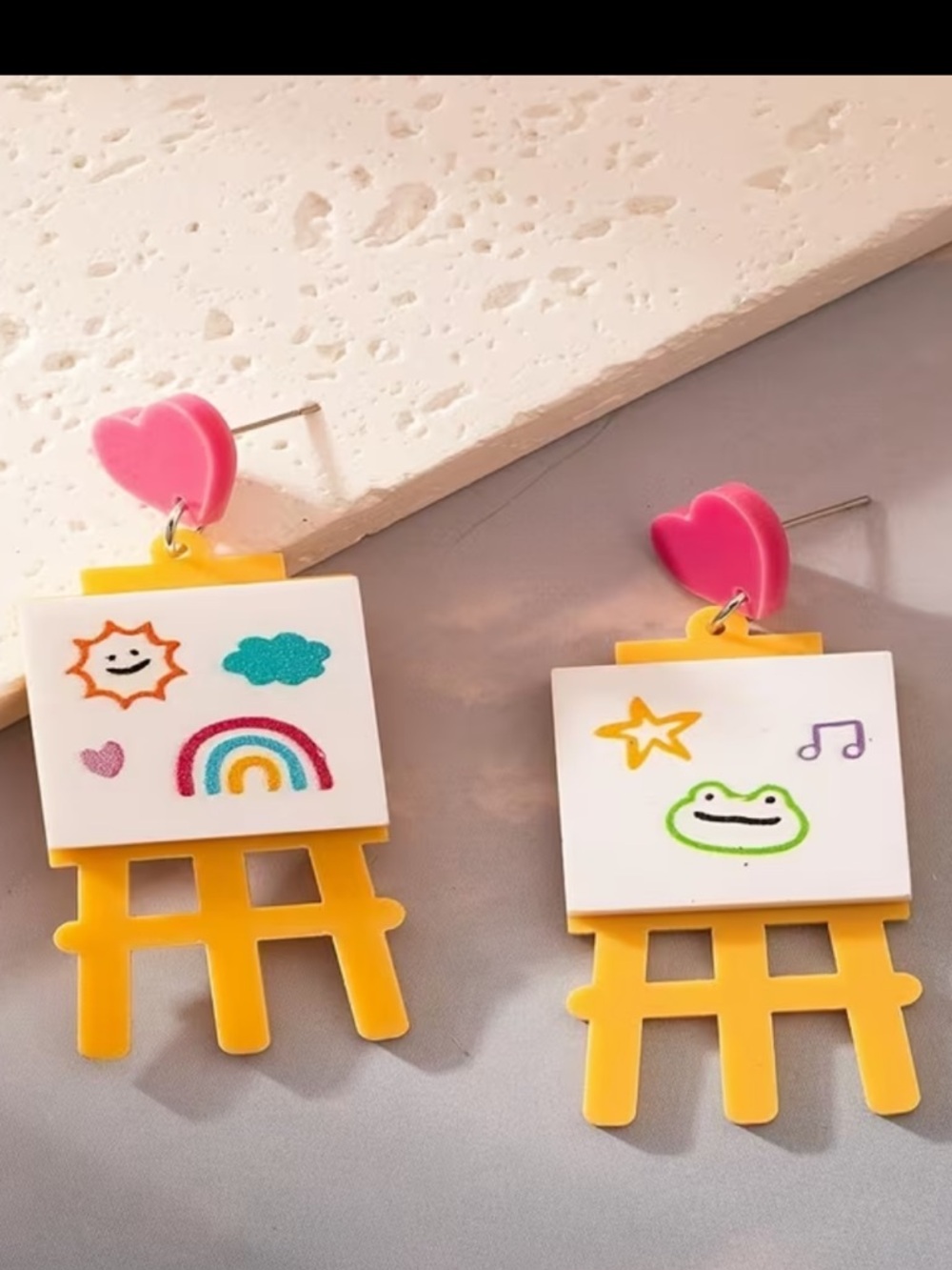Easle and Canvas Acrylic 3D Earrings